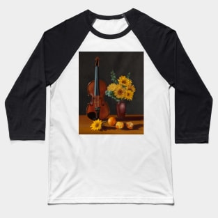 Violin Sunflowers Still Life Baseball T-Shirt